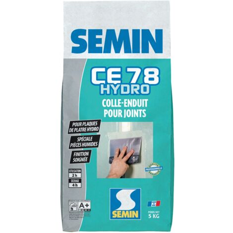 Semin – Enduit de rebouchage hydro pour joints plaques de plâtre – Poids 5 kg – Perméabilité à l'eau pour environnements humides