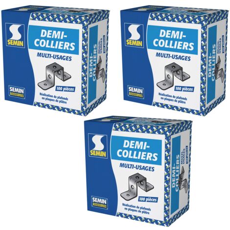 Semin – Demi collier multi-usages – Acier galvanisé – Longueur 70mm – Largeur 20mm – Hauteur 30mm – Boîte de 300 demi colliers