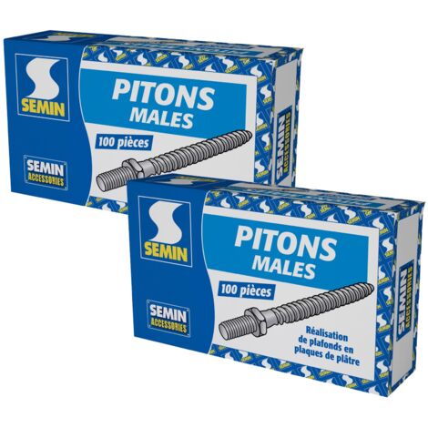 Semin – Pitons mâles 77mm en acier zingué – Boîte de 100 unités – Fixation pour faux plafond – Pour travaux de rénovation