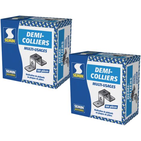 Semin – Demi collier multi-usages – Acier galvanisé – Longueur 70mm – Largeur 20mm – Hauteur 30mm – Boîte de 100 (lot de 2)