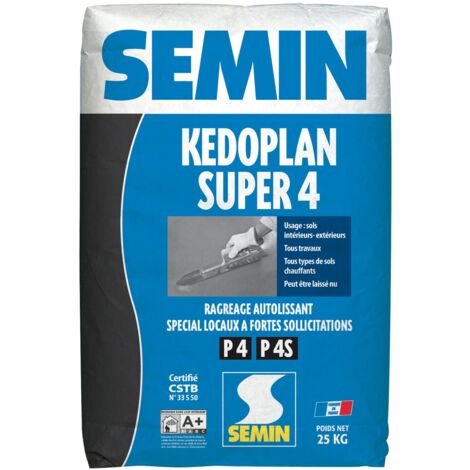 Semin – Enduit de ragréage autolissant P4 intérieur – Application jusqu'à 30 mm – Pompable – Sac 25 kg