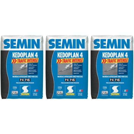Enduit de Ragréage autolissant Semin - Kedoplan 4 Traffic Intense - Intérieur/Extérieur - Sac 25 kg (lot de 3) (1/5)