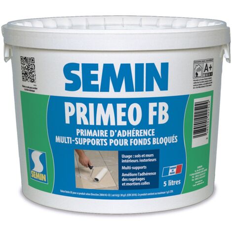 Semin – Primaire d'adhérence pour murs – Liquide vert 5 L – Résine acrylique pour fonds bloqués intérieur et extérieur – Application facile