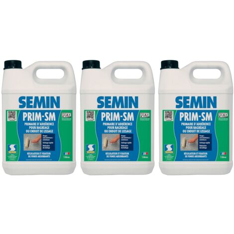 Semin – Primaire d'adhérence pour murs – Enduit de lissage pour supports poreux – Bidon 5 L, lot de 2 – Consommation 100-150 g/m² (1/5)