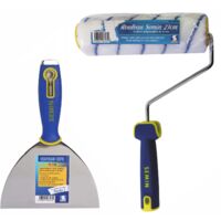 Couteau à enduire multifonctions CE 78 Semin - 15 cm et un rouleau pour application d'enduit ou de peinture Semin - 23 cm