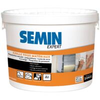 Semin – Colle multi-usage pour tous matériaux – Prêt à l'emploi intérieur/extérieur – Seau de 20 kg – Collage polystyrène, liège, carrelage