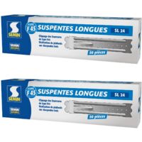 Semin – Suspentes longues 240 mm F45 – Acier galvanisé – Boite de 50 unités – Montage plafond rapide et certifié