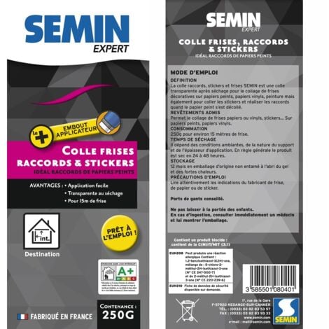 Colle pour stickers frises et raccords Semin - tube de 250 g