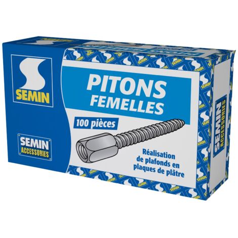 Semin – Piton femelle 55mm en acier zingué – Charge de rupture 150kg – Boite de 100 unités pour faux plafonds