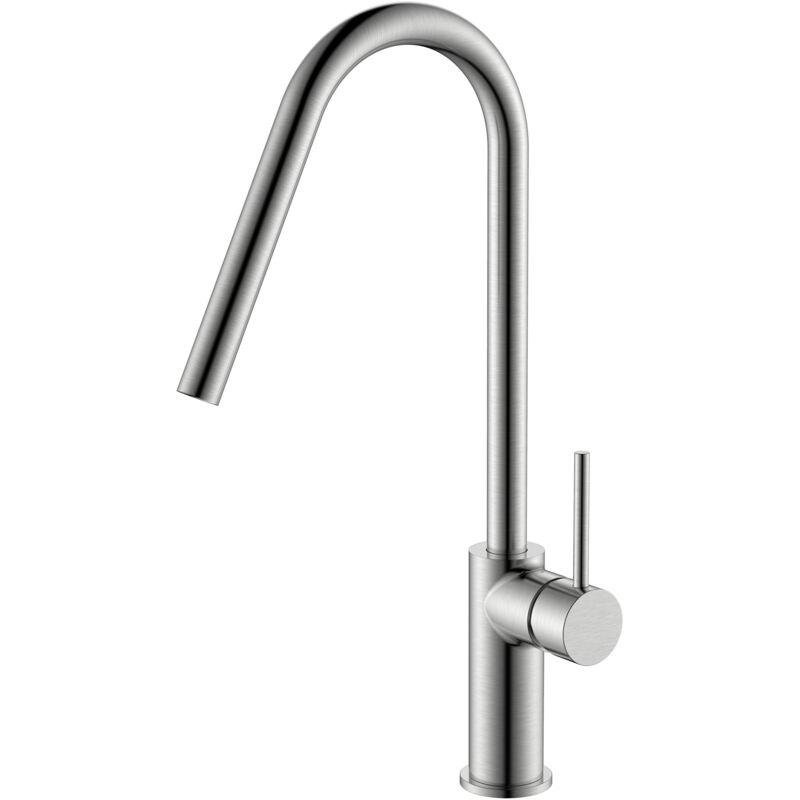 Mice - Robinet de cuisine monocommande - Robinet d'évier - Robinet de cuisine élégant nickel brossé