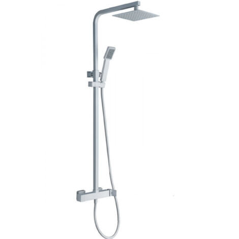 Barre de douche - Colonne de douche monocommande avec pomme de douche ronde Coloris blanc mat