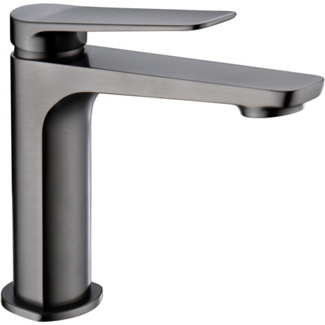 Robinet de lavabo monocommande en laiton - Robinet d'évier monocommande - Robinet de salle de bain pour eau chaude/froide Couleur Noir Gun Metal