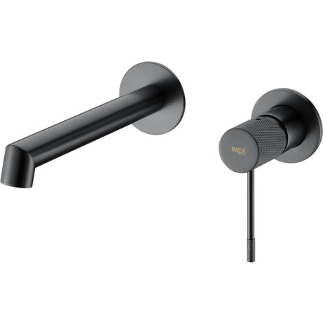 Robinet de lavabo intégré - Robinet de salle de bain monocommande avec système de fixation murale, Robinet intégré noir mat (1/5)