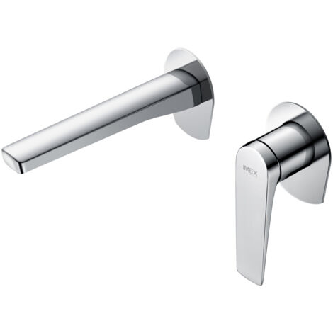 Mitigeur de lavabo à encastrer en laiton - Mitigeur de lavabo - Mitigeur de salle de bain à encastrer couleur chrome (1/2)