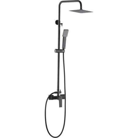 Ensemble colonne de douche Barre de douche monocommande extensible en acier inoxydable avec douchette et poignée de douche de couleur Black Gun Metal