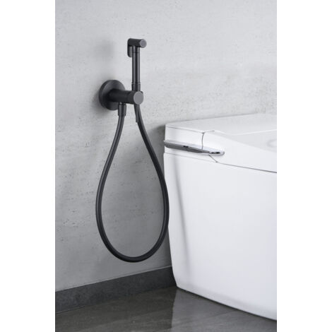 Robinet de bidet à poignée unique intégré - Douche hygiénique intégrée - Robinet de salle de bain de bidet intime pour eau chaude/froide Noir Mat