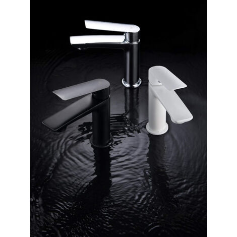 Robinet de lavabo à bec haut, Mitigeur de salle de bain - Mitigeur eau chaude/froide - Robinet de lavabo à poser haut Couleur Noir Mat