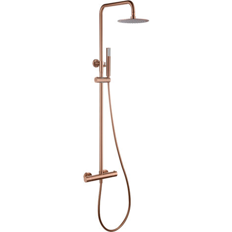 Barre de douche thermostatique - Robinets thermostatiques de salle de bain - Ensemble de barre de douche rose brossé
