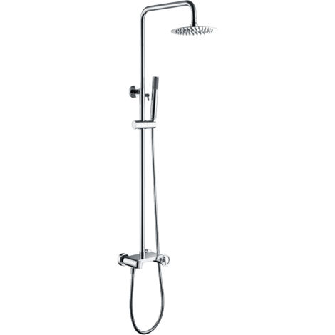 Ensemble barre de douche monocommande extensible - Colonne de douche avec douchette et poignée - Robinetterie Salle de Bain Chromée BDC033