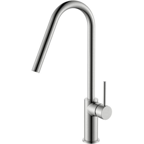 Mice - Robinet de cuisine monocommande - Robinet d'évier - Robinet de cuisine élégant nickel brossé