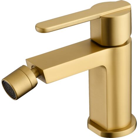 Robinet de bidet à levier unique en laiton Robinet de toilette hygiénique - Robinet de salle de bain bidet pour eau chaude/froide Or Brossé BDR001-2OC
