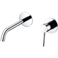 Robinet de lavabo monocommande encastrable avec montage mural - Robinetterie de salle de bain encastrable pour lavabos - Couleur Chrome