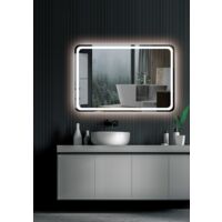 Miroirs de salle de bain LED - Miroir de salle de bain lumineux - Miroir rétroéclairé 120 x 80cm - avec bords arrondis et lumière frontale froide