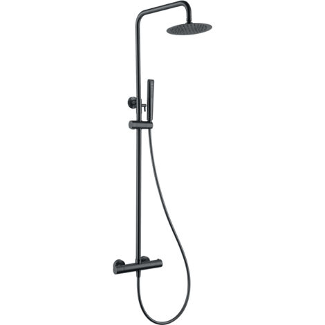 Asta doccia termostatica - Colonna doccia con doccetta, manopola e supporto con controllo della temperatura Colore Black Gun Metal