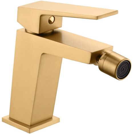 Mice - Rubinetto monocomando bidet - Miscelatore bagno WC - Rubinetti bagno per acqua calda/fredda - Colore Oro Spazzolato - BDAR025-2OC