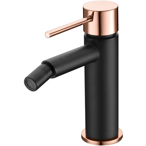 Mice - Rubinetto per bidet monocomando - Rubinetti da bagno per WC - Rubinetto per l'igiene intima - Colore nero opaco e oro rosa BDYS045-2NOR