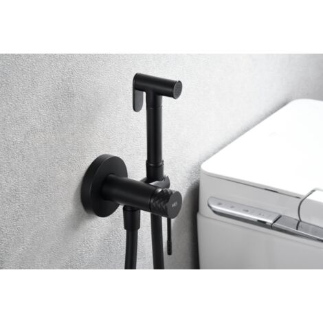 Mice - Rubinetto bidet monocomando da incasso in ottone - Doccia igienica monocomando e incasso Rubinetto bidet da incasso Nero Opaco RDG053/NG