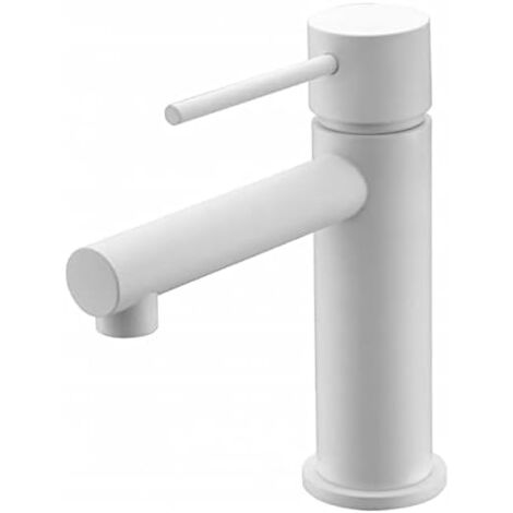 Rubinetto monocomando per lavabo Rubinetto per lavabo con maniglia fine Serie MILOS STICK Colore Bianco Opaco