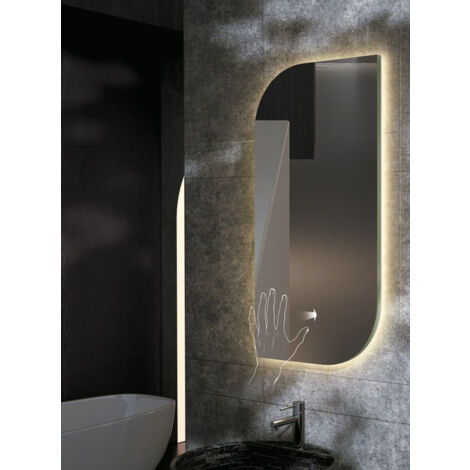Specchio con luci LED nero 40 x 60 cm MALASPINA