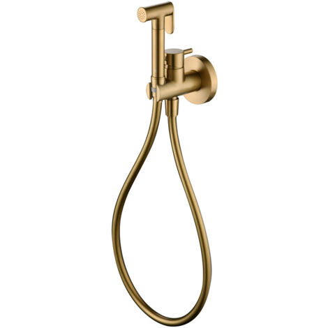 Mice - Rubinetto bidet monocomando a scomparsa in ottone - Doccia igienica monocomando e incasso Rubinetto bidet ad incasso Oro Spazzolato RDM001/OC