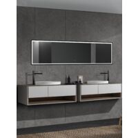 Specchio rettangolare, luce frontale triangolare (calda, neutra e fredda) con sensore on/off singolo e antiappannamento 40 X 160cm