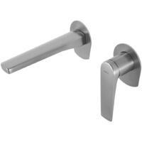 Rubinetto lavabo monocomando da incasso in ottone - Rubinetto lavabo monocomando - Rubinetto bagno da incasso Colore Acciaio Inox. Spazzolato
