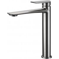 Rubinetto lavabo bocca alta - Miscelatore monocomando bagno - Rubinetto lavabo alto Colore Nichel Spazzolato