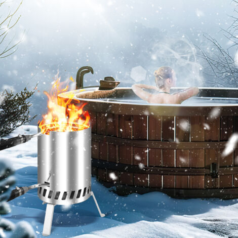 Chauffage De Piscine Tubiaz En Acier Inoxydable - 12m Tuyau, Brasero, Raccords 36-38mm, Chauffage Au Bois