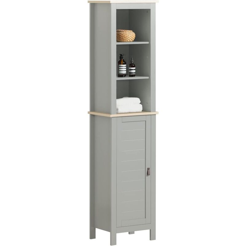 Meuble Salle de Bain 4 Portes, 2 Tiroirs, Colonne Haute, 60x30x128 cm, Blanc CW26855 | Leroy Merlin