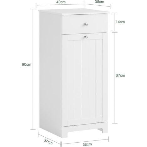 Meuble Bas de Salle de Bain Armoire Toilette avec 1 tiroir et 1 Panier à Linge Meuble de Rangement Corbeille, SoBuy, BZR21-W