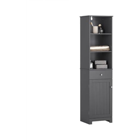 SoBuy  Meuble Colonne de Salle de Bain Armoire Rangement - Gris Foncé BZR17-DG