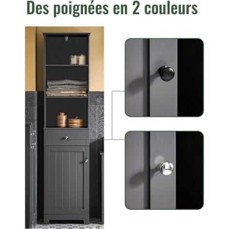 SoBuy  Meuble Colonne de Salle de Bain Armoire Rangement - Gris Foncé BZR17-DG