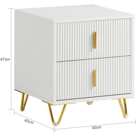 Table de chevet avec 2 tiroirs – Bout de Canapé & Table d’Appoint Polyvalente – Pour Salon, Chambre, Bureau – SoBuy FBT115-W – Blanc