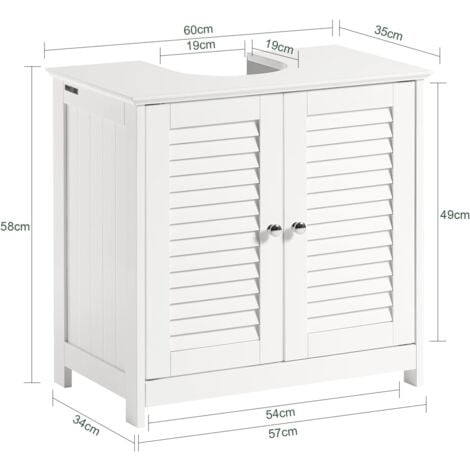 SoBuy FRG237-II-W Meuble sous-Lavabo Meuble de Salle de Bain - 2 Portes et 2 étages à l’intérieur -Blanc
