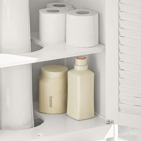 SoBuy FRG237-II-W Meuble sous-Lavabo Meuble de Salle de Bain - 2 Portes et 2 étages à l’intérieur -Blanc