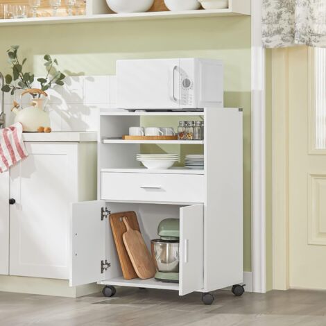 SoBuy FSB09-W Desserte micro-onde à roulettes Meuble de rangement cuisine