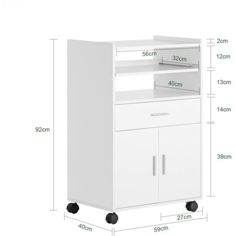 SoBuy FSB09-W Desserte micro-onde à roulettes Meuble de rangement cuisine