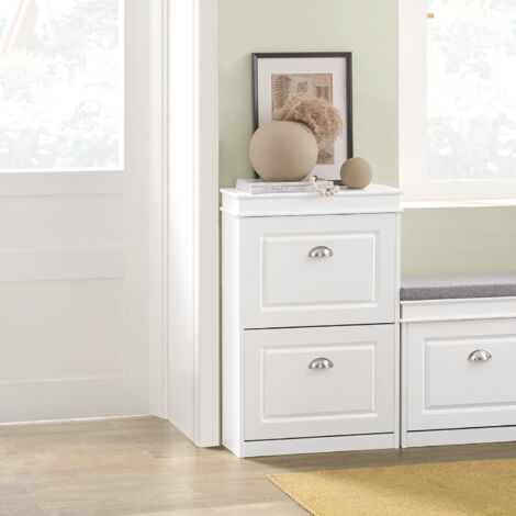 Meuble de Rangement à Chaussures Armoire à Chaussures Commode à Chaussures 2 abattants Meuble d'entrée Coffre Rangement pour Chaussures - Blanc,SoBuy® FSR78-W