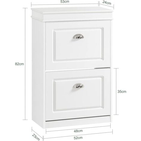 Meuble de Rangement à Chaussures Armoire à Chaussures Commode à Chaussures 2 abattants Meuble d'entrée Coffre Rangement pour Chaussures - Blanc,SoBuy® FSR78-W