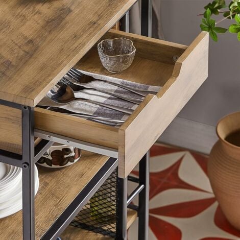 SoBuy FKW99-N Desserte de Cuisine Roulante Chariot de Service Meuble de Rangement à Roulettes Multifonctionnel avec 1Tiroir, 3 Etagères et Etagères latérales